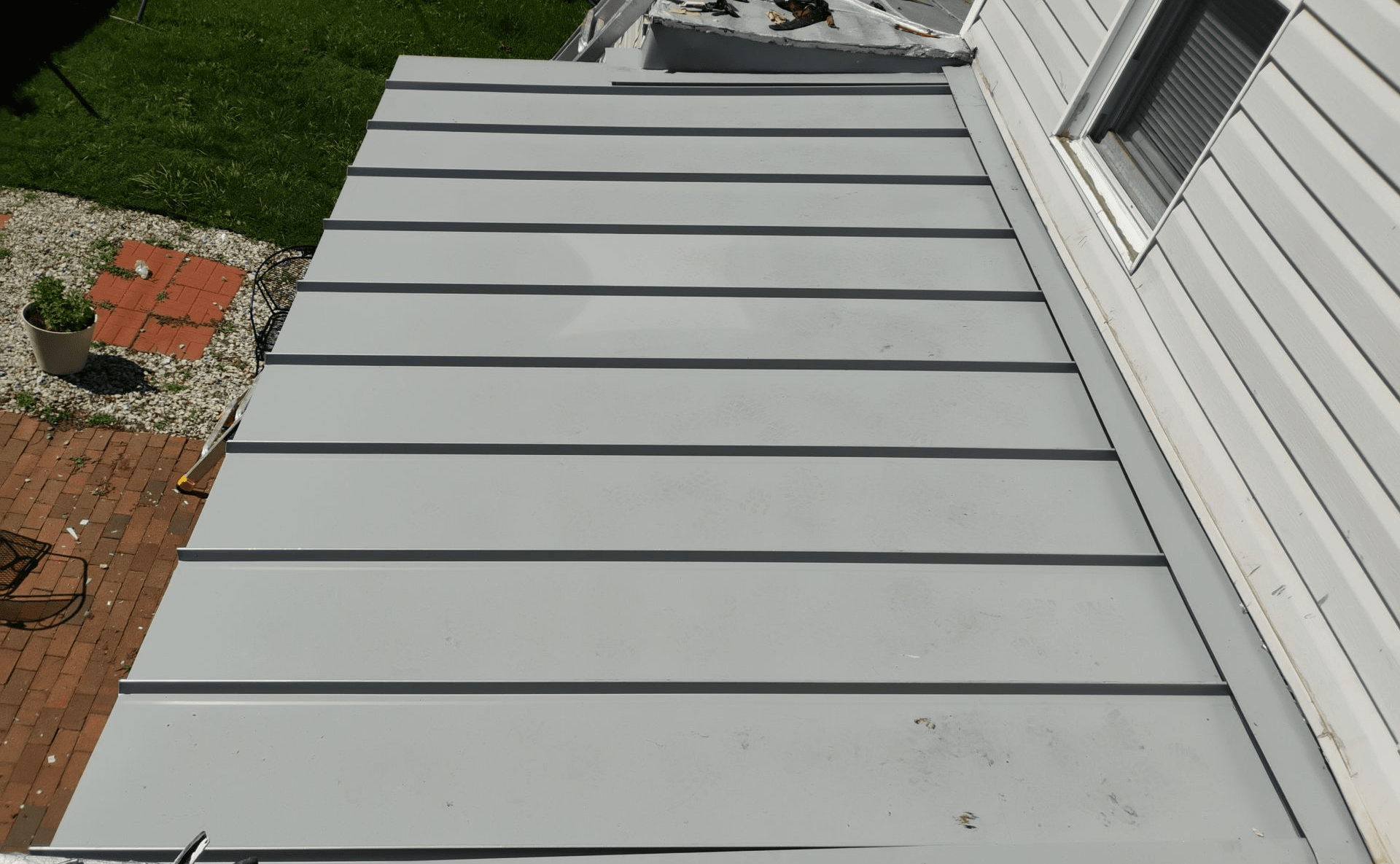 Roof after standing seam metal installation
